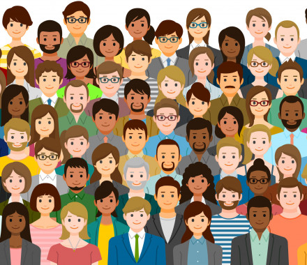 illustration of multi-ethnic group of peple